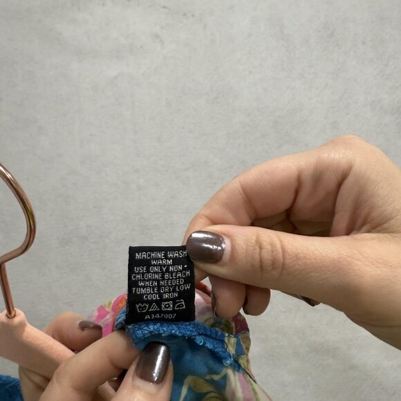 Tolani Collection Blouse Womens Medium Blue Floral Boho Peasant Modal 3/4 Sleeve - Picture 4 of 8